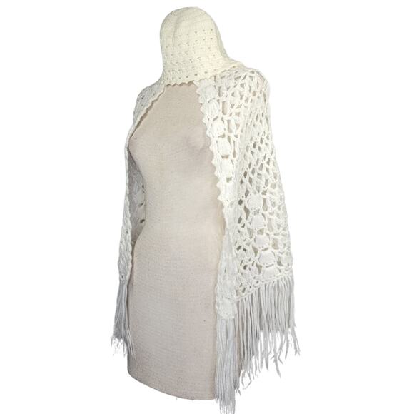 Vintage Handmade Knit Shaw and Cap - Picture 3 of 6